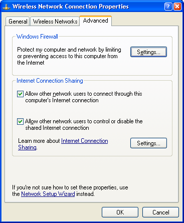 Windows ICS dialog